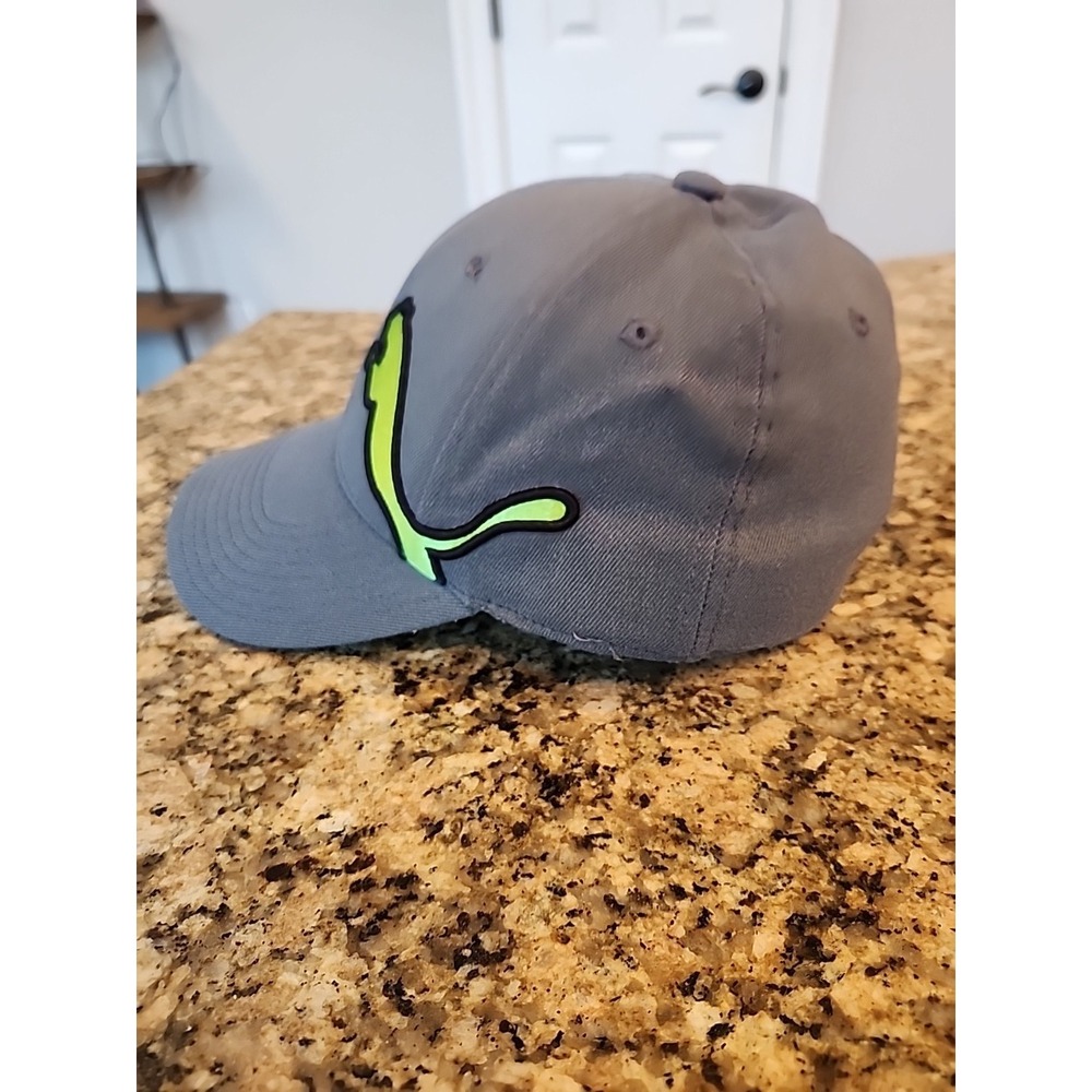 Puma Stretch Fit Hat Gray Green Athletic Casual - Picture 2 of 5